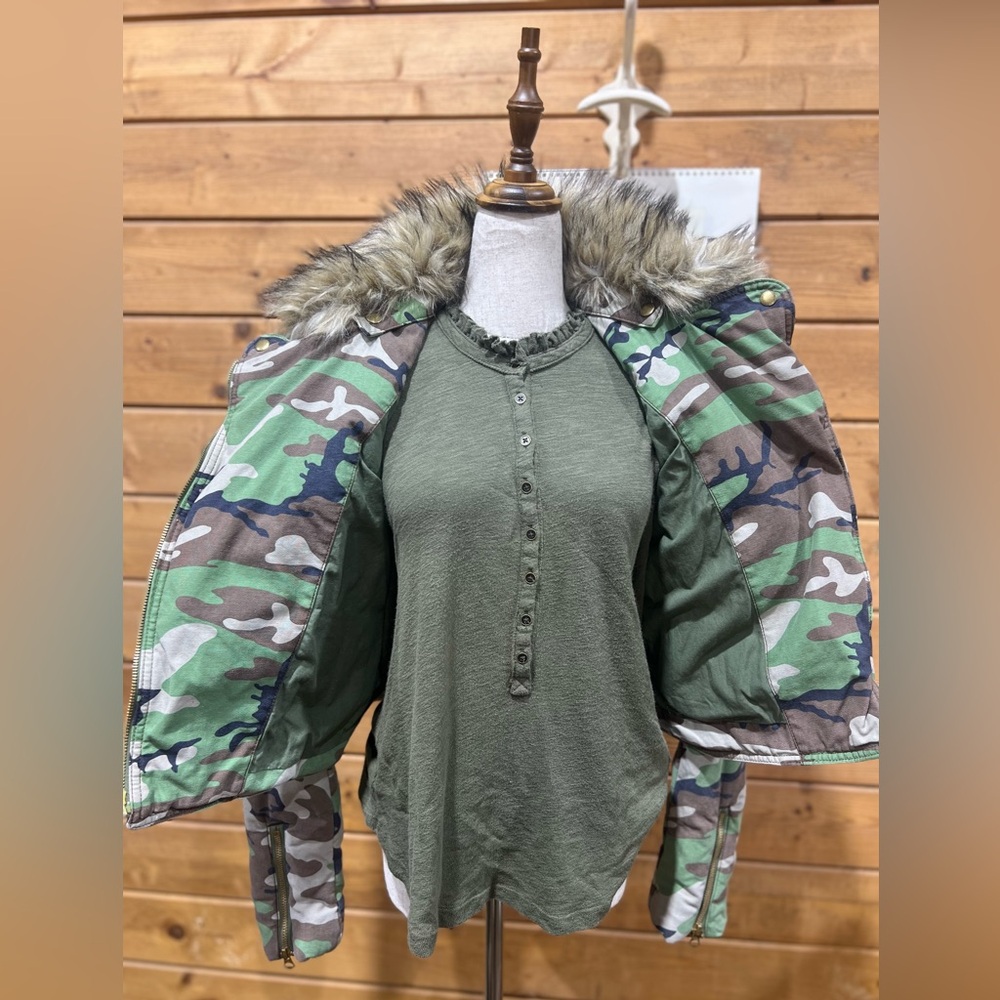 Denim & Supply Ralph Lauren Camo Moto Jacket w/ Faux Fur Collar Deadstock Size M - Picture 7 of 16